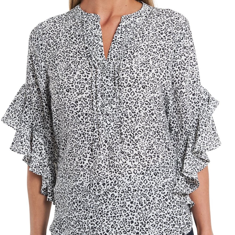 Vince Camuto Animal Print  Flutter Sleeve Blouse